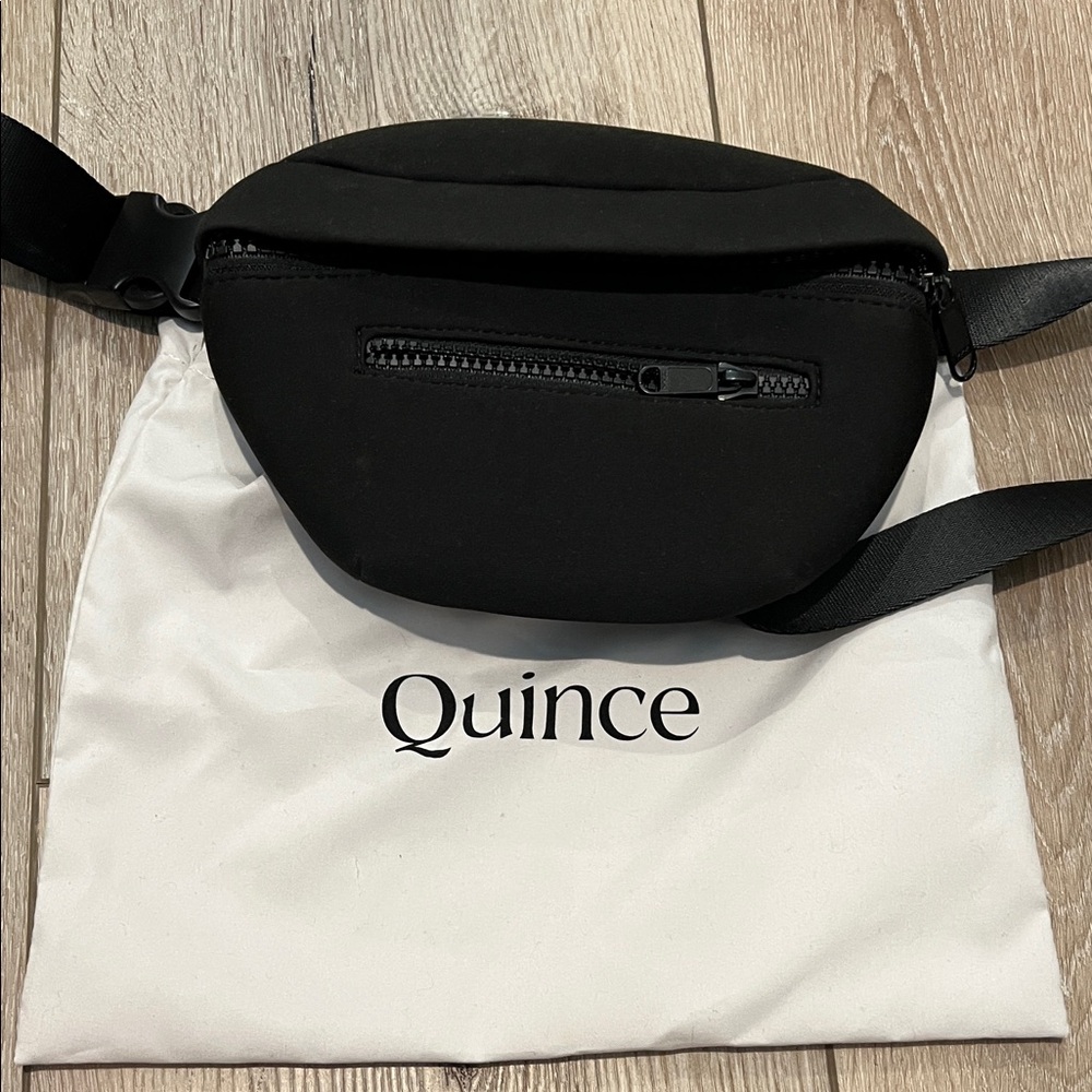 Quince Black Neoprene Belt Bag with Front Zip